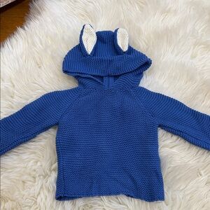 Oeuf Blue Knit Hoodie with Ears 6 months